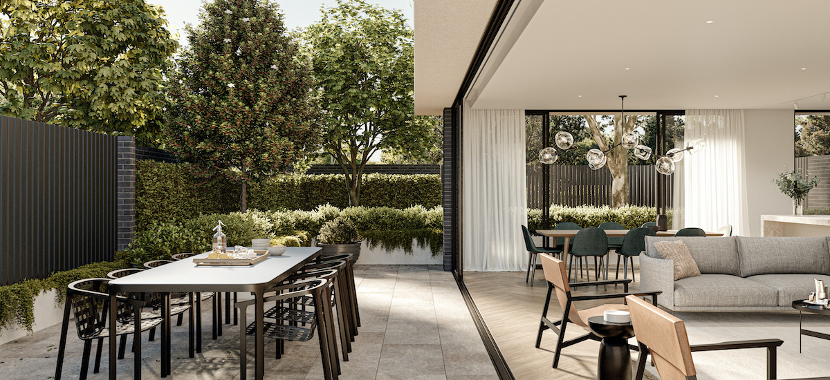 the park residences melbourne victoria apartments and developments residential terrace courtyard balcony indoor outdoor living dining lounge living garden