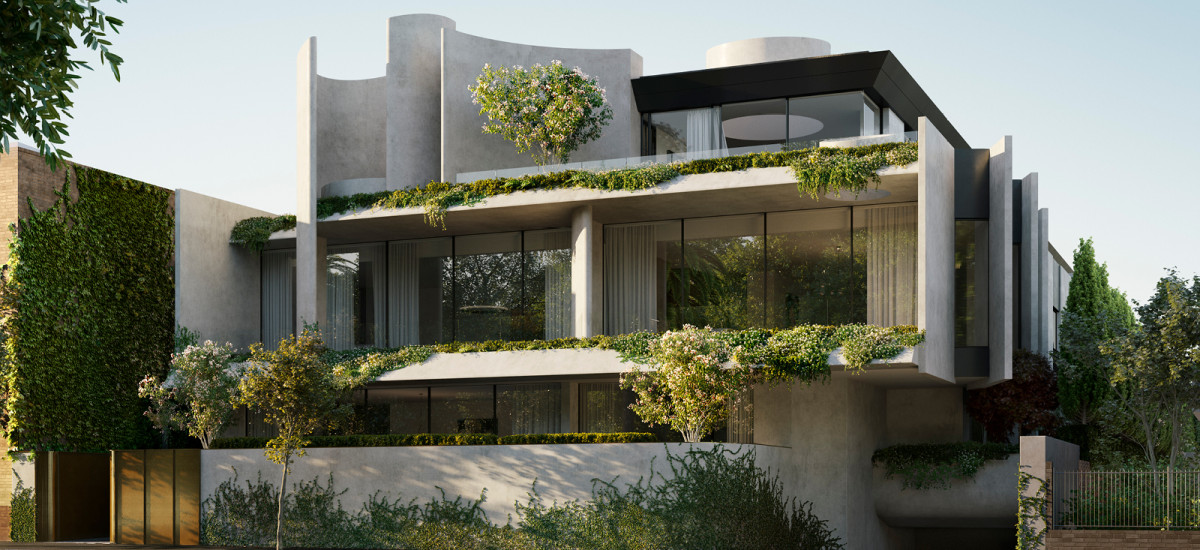 fawkner house award winning apartment and development residential beulah rob mills melbourne victoria facade greenery garden landscaping