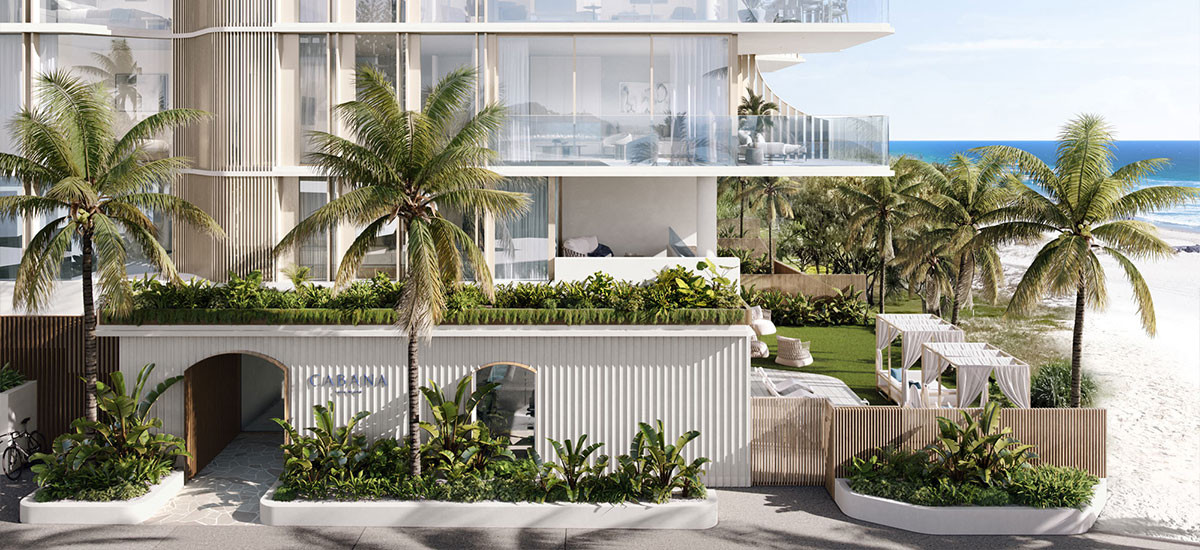 cabana queensland palm beach gold coast residential apartment luxury beach front resort style sand beach sea apartments and developments streetscape facade